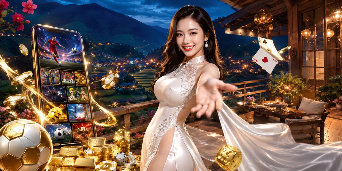 Cô gái mặc áo dài Việt Nam đặt cược thể thao và xổ số trên thiết bị di động tại Sapa